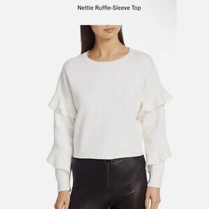 Alice + Olivia Cream Ruffle Sleeve Sweater Size XS